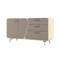 Moderne houten kast met twee deuren en drie lades