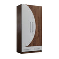 Moderne kasten met houtlook en glanzende afwerking